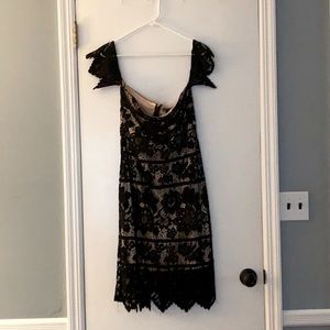 Black lace sheath dress